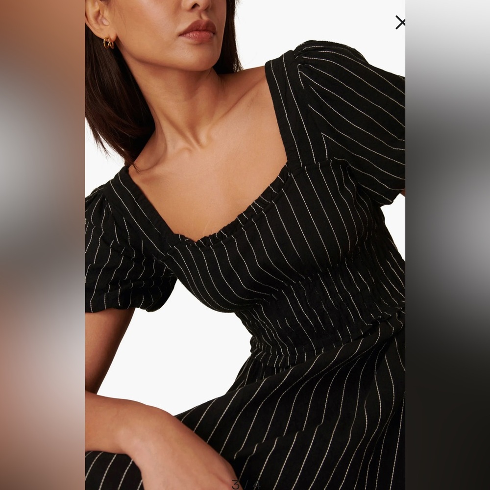 Nobody’s Child Black Pinstripe Midi Dress - Picture 3 of 12